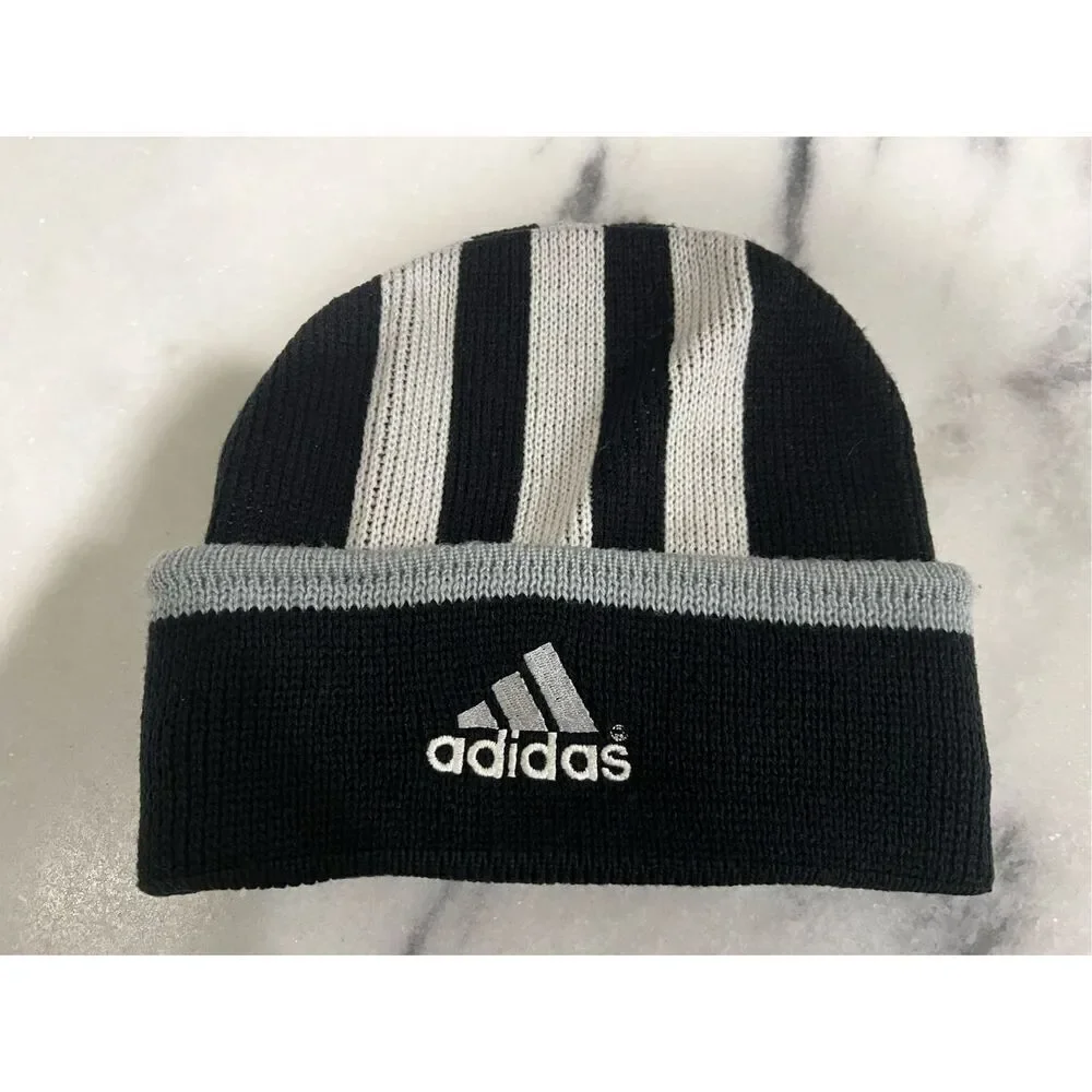 Vintage Adidas one color Logo Black and White Beanie